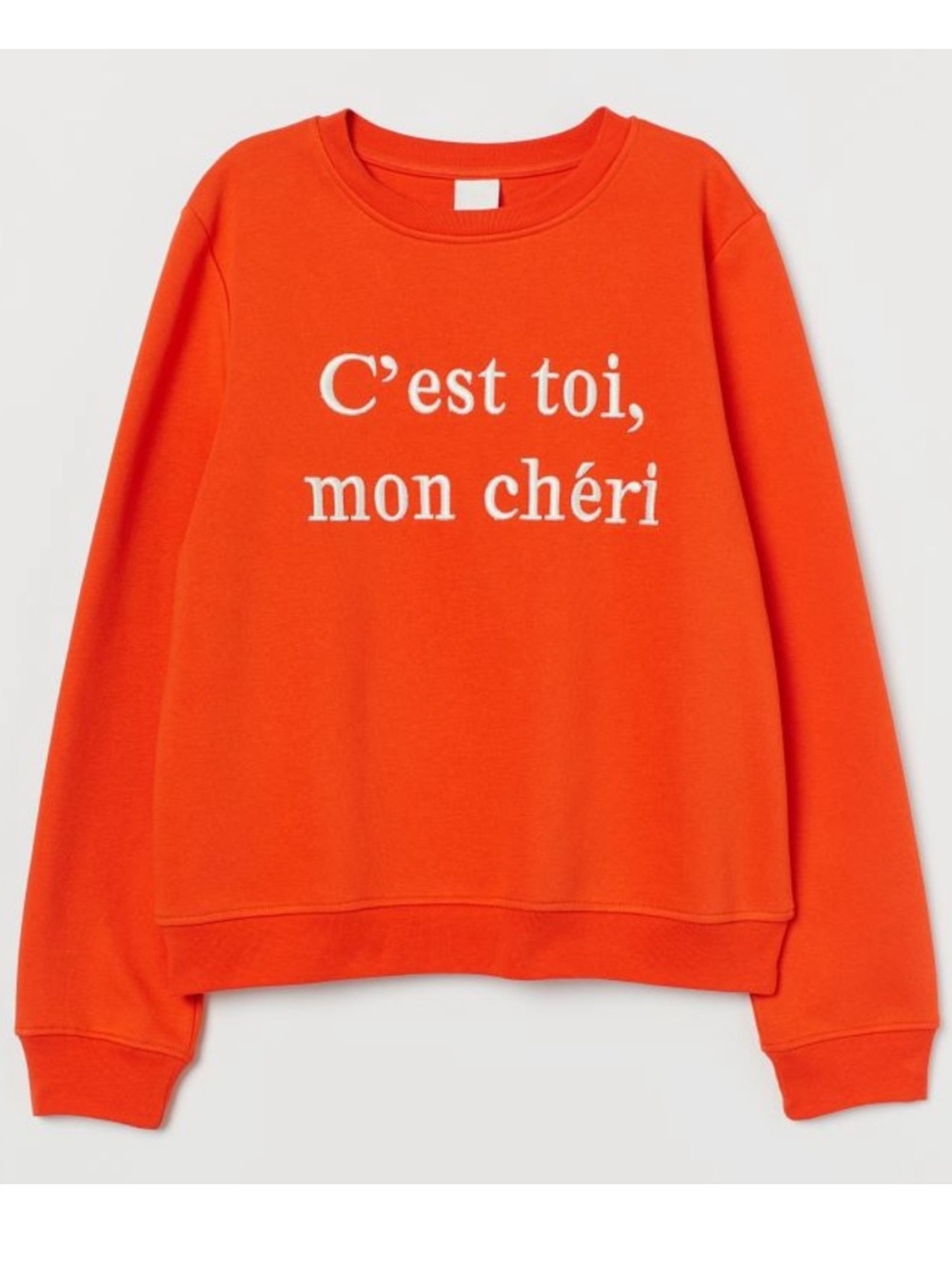 H&M Orange Graphic Crewneck Sweatshirt